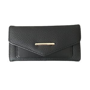 Faux-Leather Black Wallet Snap Closure Minimalist‎ Classic Timeless Everyday